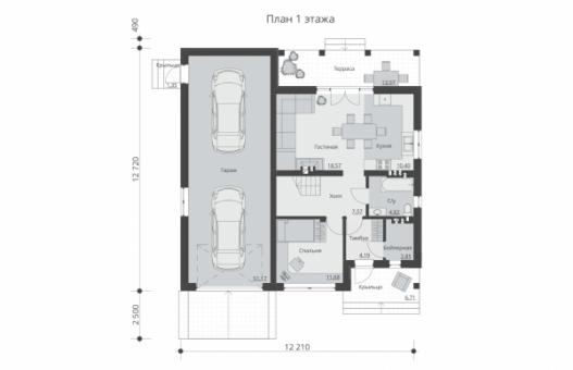 Проект одноэтажного дома с террасой и мансардой